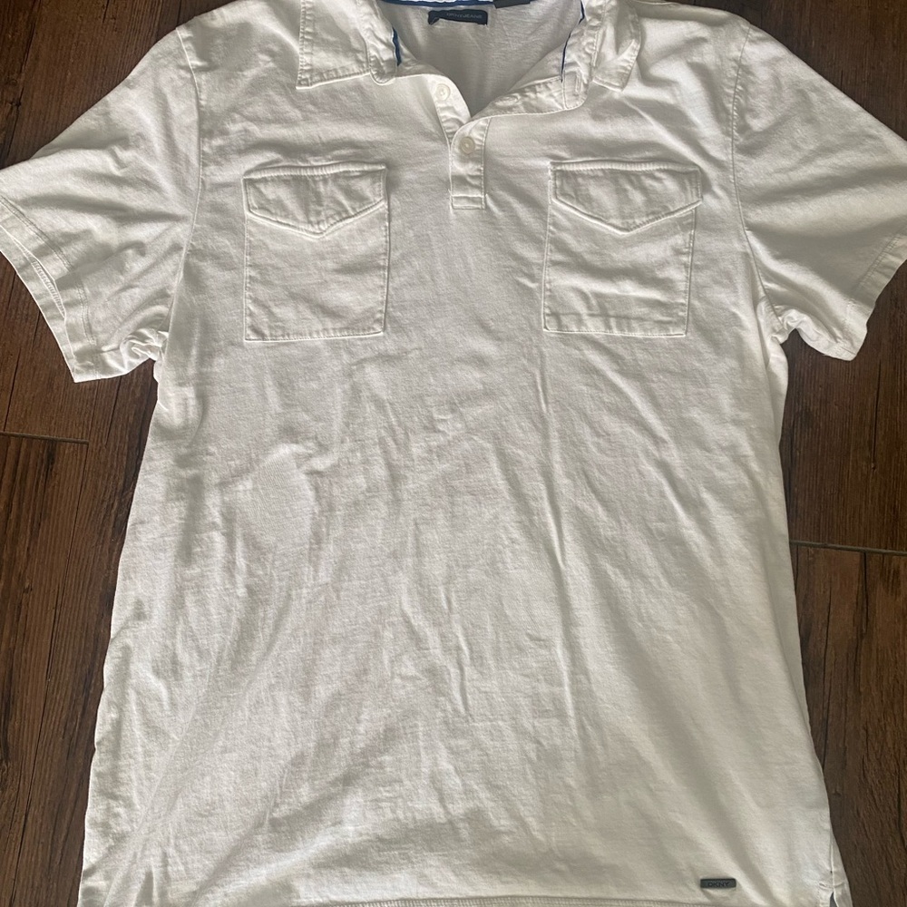 Dkny White Polo Shirt with Relaxed Fit L